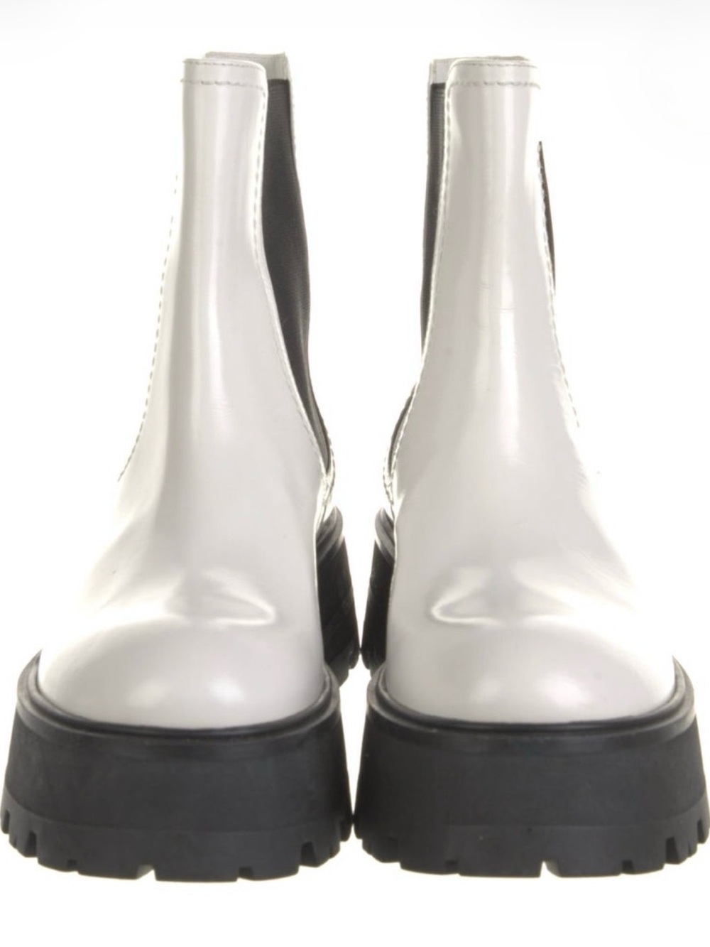 Alexander McQueen White Leather Lug-Sole Chelsea Ankle Boot